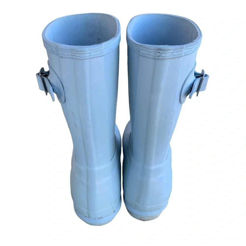 Hunter Original Short Gloss Rain Boots Baby Blue Women’s Size 6 Snow Shoes